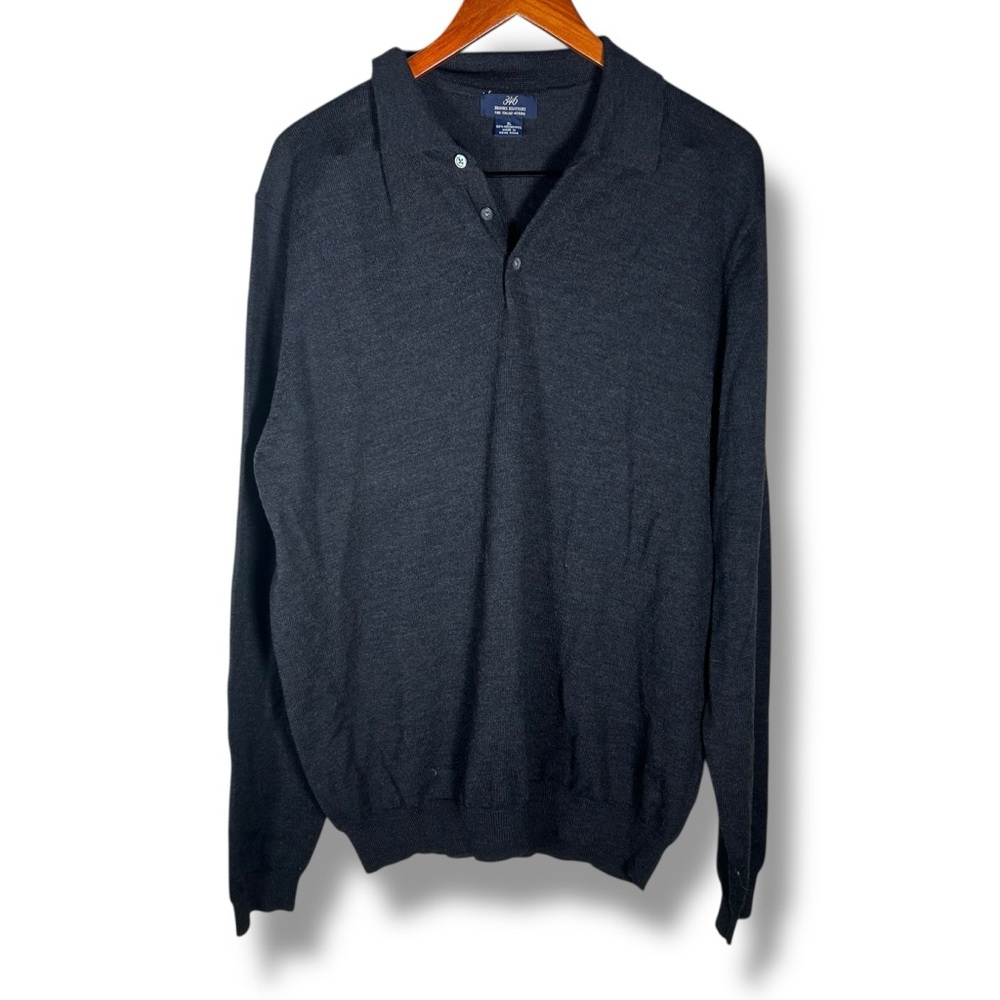 Brooks Brothers Men's Dark Charcoal Italian Merino Wool Sweater Size XL